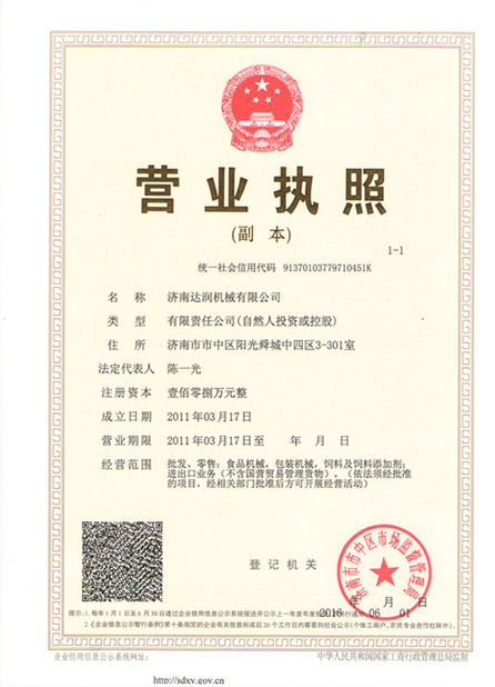 중국 Jinan Darin Machinery Co., Ltd. 인증